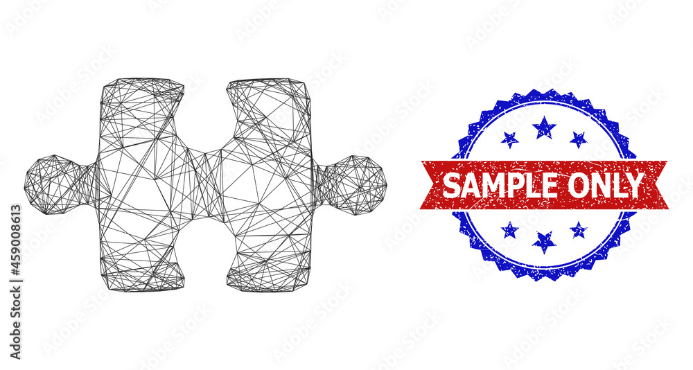 Poster network puzzle item carcass icon, and bicolor dirty sample only watermark. flat frame created from p