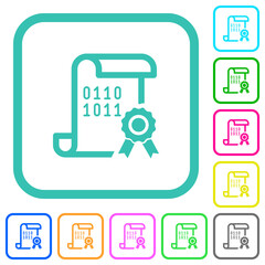 Digital certificate vivid colored flat icons
