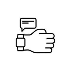 Smartwatch icon. Flat pictogram for web. Line stroke. Simple watches symbol isolated on white background. Outline vector eps10