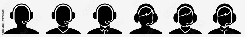 Aufkleber call center icon call centre agent set | call center support icon service operator vector illustrati
