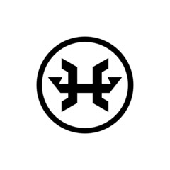 Initial Letter H Logo. Black Shape Geometric Letter H Isolated on White Background. Design Vector Icon Illustration.