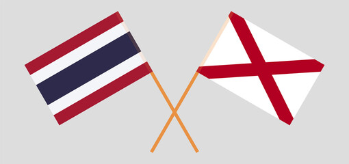 Obraz premium Crossed flags of Thailand and The State of Alabama. Official colors. Correct proportion