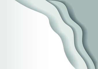 White and gray wave background with shadow. Background for text. Smooth lines. Cut paper style. For print, presentation, business cards. Vector illustration.