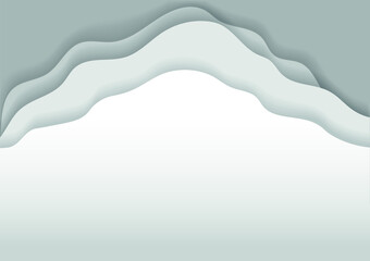 White and gray wave background with shadow. Background for text. Smooth lines. Cut paper style. For print, presentation, business cards. Vector image.