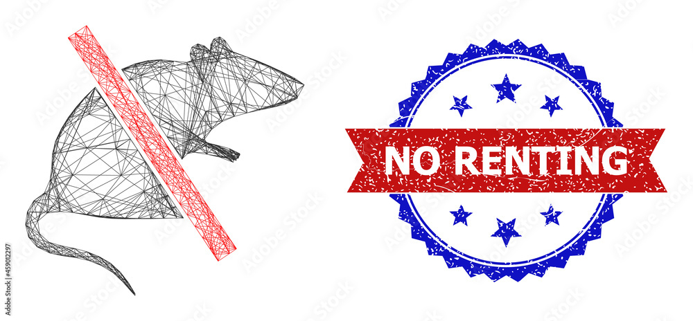 Poster net mesh no rats frame icon, and bicolor textured no renting seal stamp. flat frame created from no 