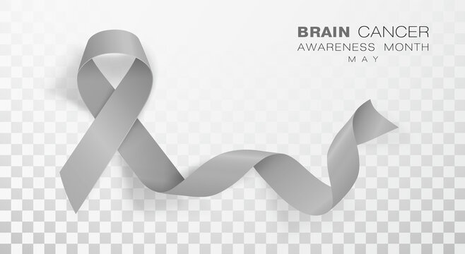 Brain Cancer Awareness Month. Grey Color Ribbon