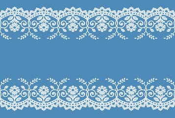 アンティークな模様のレースリボン。シームレス・ベクター素材。