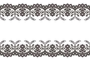 アンティークな模様のレースリボン。シームレス・ベクター素材。