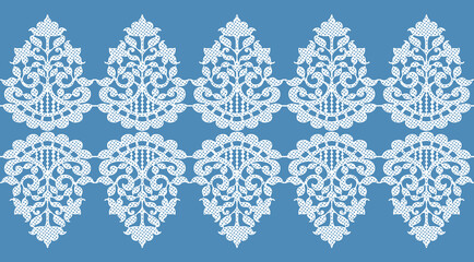 アンティークな模様のレースリボン。シームレス・ベクター素材。