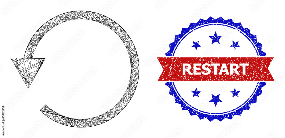 Aufkleber crossing mesh rotate ccw carcass icon, and bicolor textured restart watermark. flat structure create