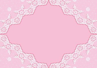 アンティークな模様のレースリボンを使ったフレームデザイン素材