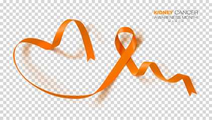 National Kidney Cancer Awareness Month. Orange Color Ribbon
