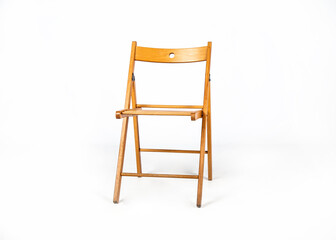 Lonely wooden chair on a white background