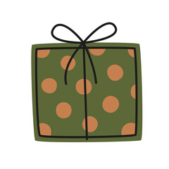 Green gift box. Vector decorative element