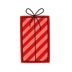 Red gift box. Vector decorative element