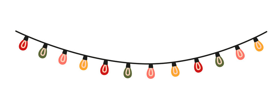 Cristmas lights garland. Colorful christmas lights. Vector decorative element