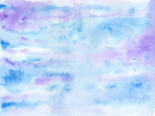 Fototapeta na wymiar Blue Winter Sky Watercolor Texture Background