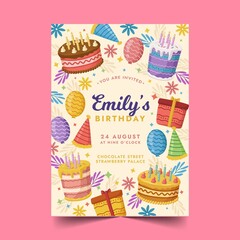 hand drawn birthday invitation template vector design illustration