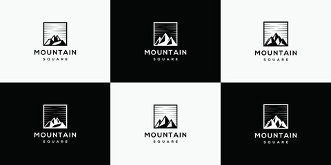 Set of abstract mountain logo template