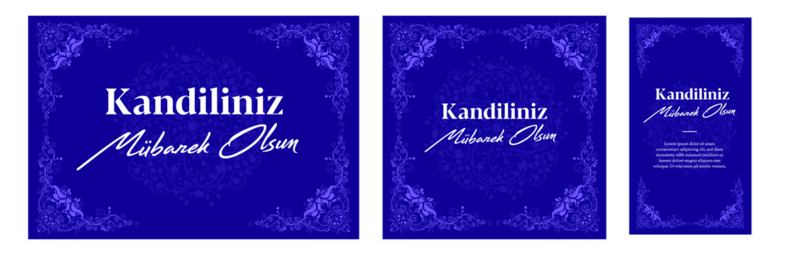 Muslim holiday, feast. Islamic holy night concept vector. Mevlid kandilimiz m&uuml;barek(mubarak) olsun (Translate: Blessed our Mevlid Kandil (Mevlid Kandil is one of the five Islamic holy nights)) 