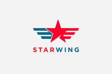 vector star logo design , red star and wing vector graphic logo icon symbol design template illustration
