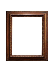 Vintage wooden frame isolated on white background