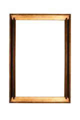 Vintage golden wood frame isolated on white background