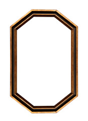 Vintage golden wood octagon frame isolated on white background - obrazy, fototapety, plakaty