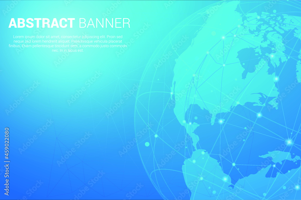 Poster global network connection concept. big data visualization. social network communication in the globa