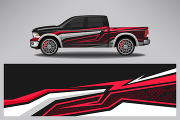 Obraz premium Wrap car vector design decal. Graphic abstract line racing background design for vehicle, race car, rally, adventure livery camouflage.