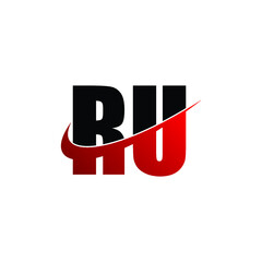 Letter RU simple logo design vector