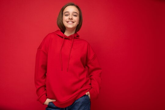Girl in red hoodie deals