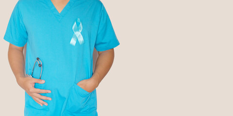 doctor with light blue ribbon