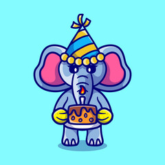 cute elephant celebrating happy new year or birthday