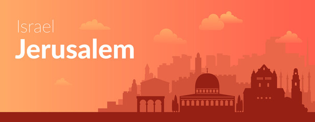 Obraz premium Jerusalem, Israel famous city view background.