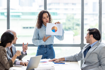 Businesspeople discussing together in the conference room during meeting at the office.