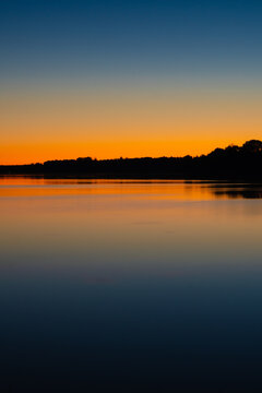 calm lake at sunset