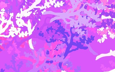 Light Pink, Blue vector doodle layout with leaves, branches.