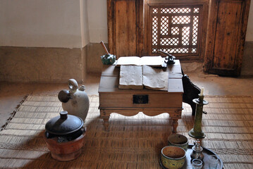 Student room in the Islamic Madrassa (college) of Ben Youssef in Marrakech, Morocco
