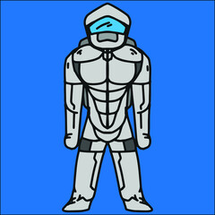 Fototapeta na wymiar Hand drawn astronaut robot character, editable vector file for all of your graphic needs.