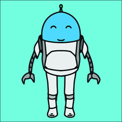 hand drawn astronaut robot character, editable vector file for all of your graphic needs.