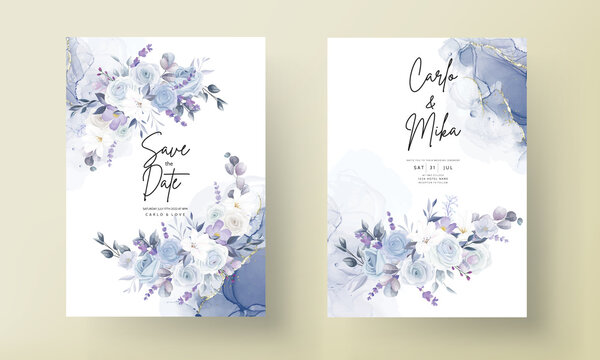 Beautiful White Christmas Floral Wedding Card Template