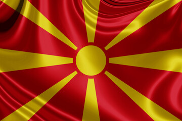 macedonia fabric flag waving . 3D illustration