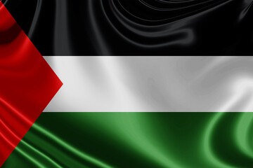 Palestine fabric flag waving . 3D illustration