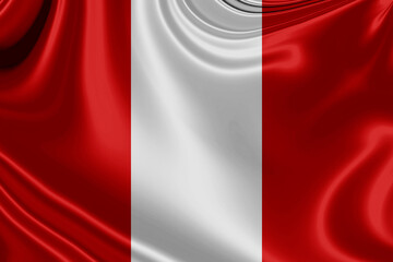 Peru fabric flag waving . 3D illustration