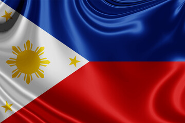 philippines fabric flag waving . 3D illustration - obrazy, fototapety, plakaty