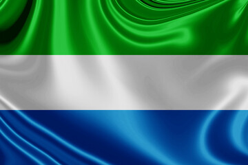 sierra leone fabric flag waving . 3D illustration