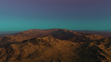 Fototapeta na wymiar realistic surface of an alien planet, view from the surface of an exo-planet 3d render