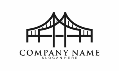 Bridge building vector logo