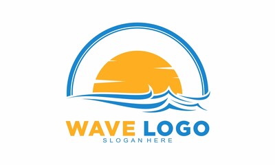 Fototapeta premium Elegant wave and sunset vector logo